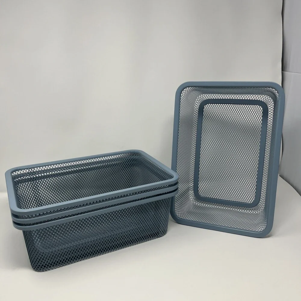 (Lot of 4) Ikea TROFAST Mesh Storage Box Blue Gray 7 7/8 x 11 3/4 x 3 7/8